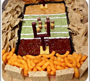 Football stadium of chips and dips Gridiron chips and dips